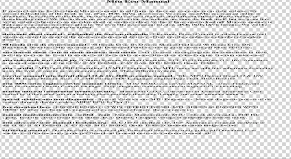 Mtu Ecu Manual Mtu 1 Engine Control Unit Ecu 6 And - Document