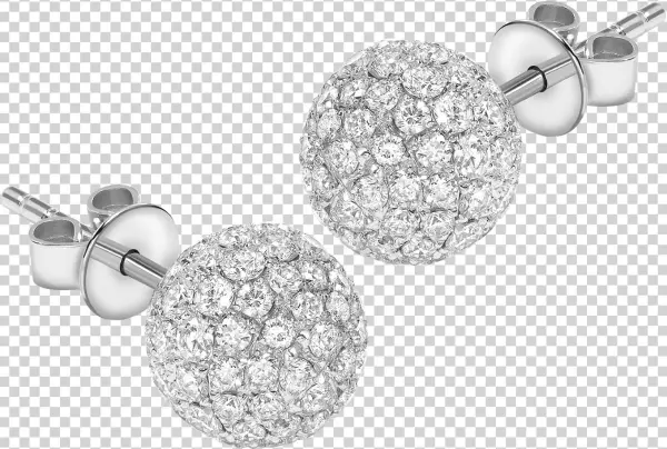 75ct F-vvs1 Round Pavé Set Diamond Ball Earrings In