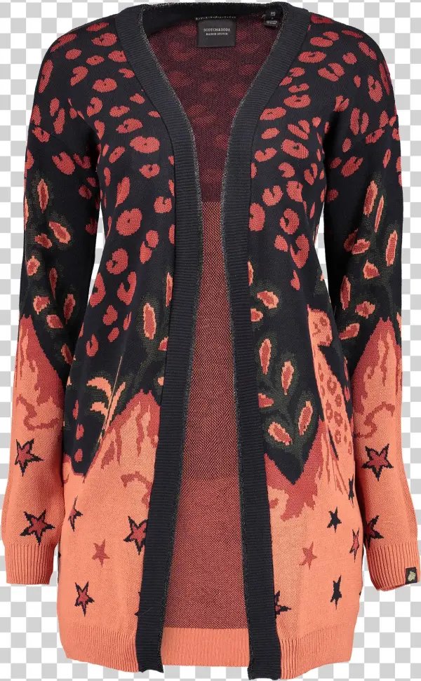 Long Cardigan Star Leopard Pattern