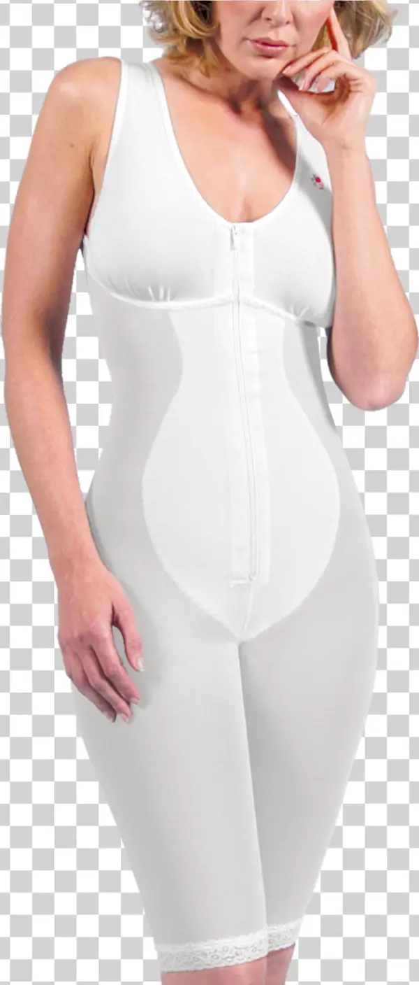 Zippered Above Knee High Back Girdle With Bra - Spandex