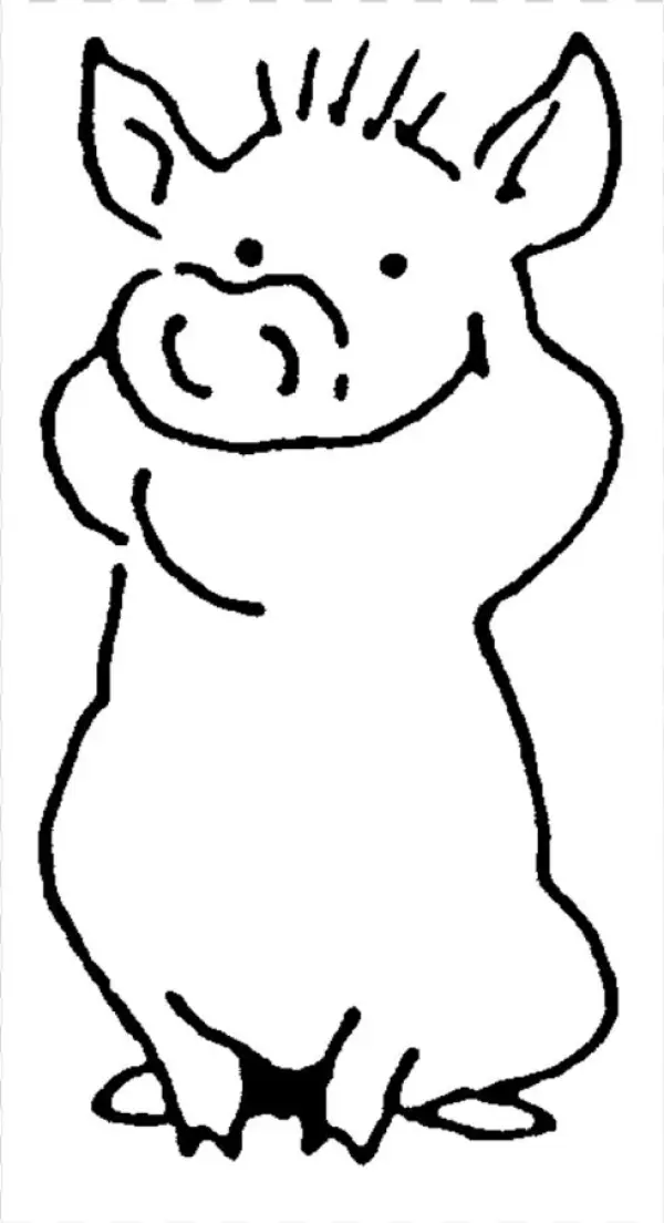 Zoom Sitting Pig Rubber Stamp - Cartoon