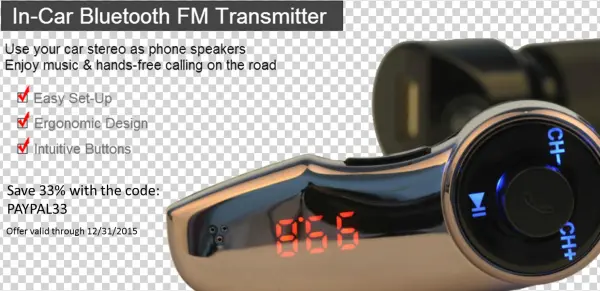 33% Off Bluetooth Fm Transmitter - Camera Lens