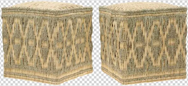 Wicker Stools, Set Of Two - Ottoman