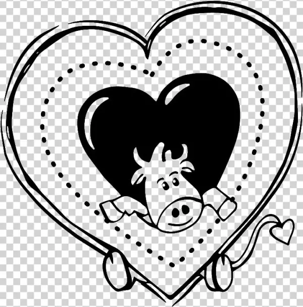 Blanco Y Negro Pintado A Mano En Forma De Corazon Amor - Black