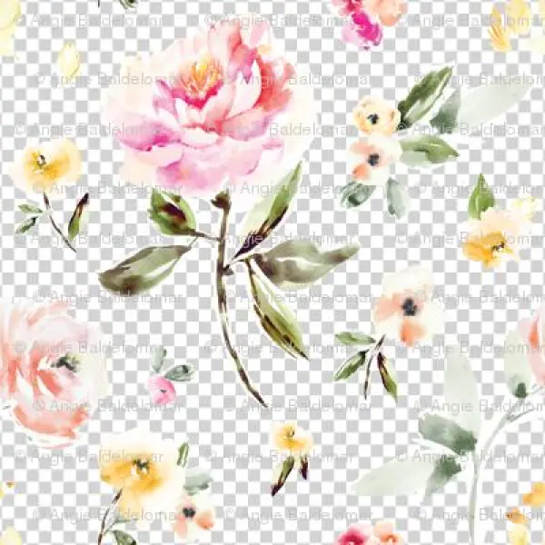 Frida Watercolor Peony On White - Watercolor Painting