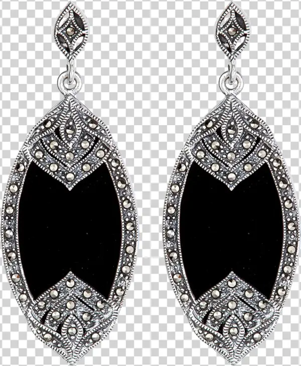 Large Marcasite Oval Earrings