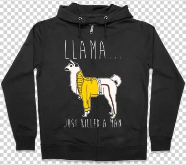 Llama Just Killed A Man Parody White Print Zip Hoodie - Halloween Gives Me The Real Big Frighten Hoodie: Funny