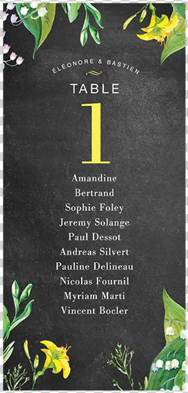 Bouquet Plan De Table Carte Jaune Champetre Front - Marriage