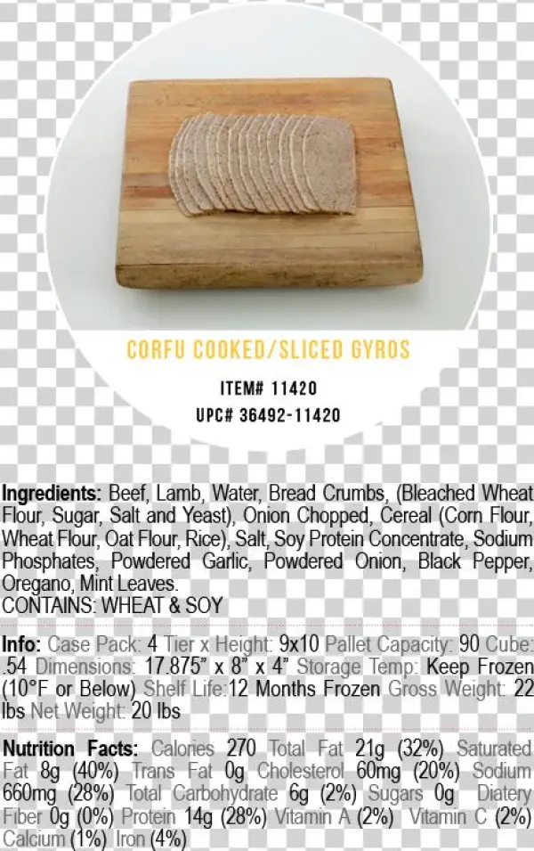 Corfu Gyro Slices Cooked - Corfu Island