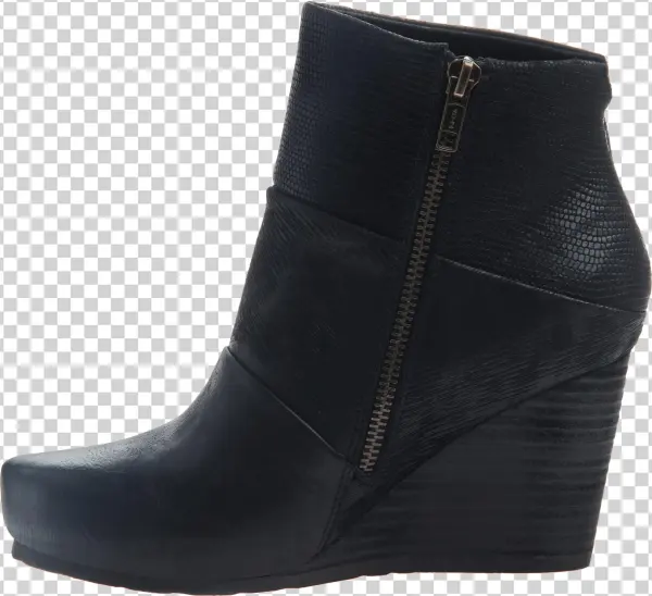 Dharma Women's Ankle Boot In Black Inside View - Suede Wedge Ankle Boot