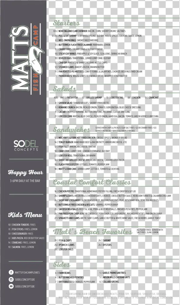 Matts Fish Camp Lewes Dinner Menu Fall 2018 01 - Matt's Fish Camp Lewes