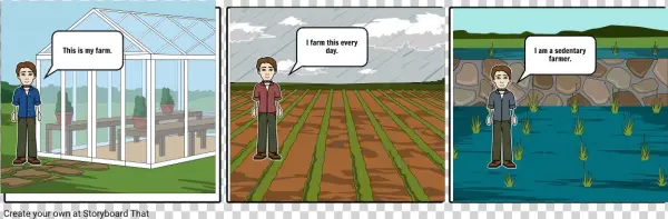 Sedentary Farmer - Cartoon