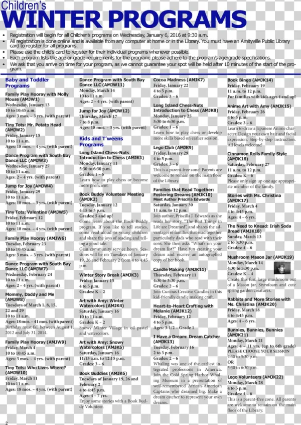 Children S Winter Programs Registration Will Begin - Chennai