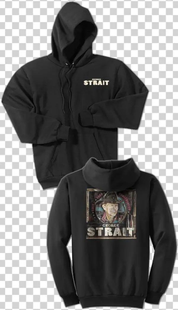 George Strait Black Pullover Hoodie- Cold Beer Conversation - Port And Company Mens Essential Fleece And Sport Hat