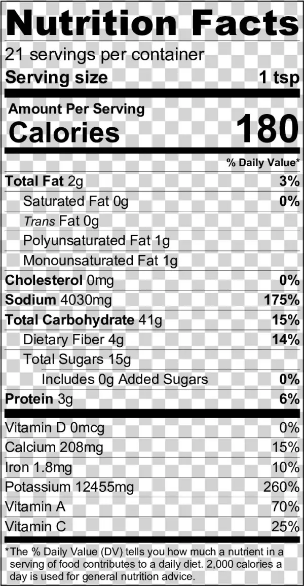 Paleo Cilantro Lime Seasoning Grub Rub Nutritional - Beef Stew Nutritional Label