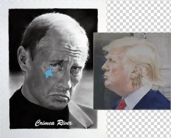 Crimea River Vladamir Putin Donald J Trump 2016 - Colored Pencil