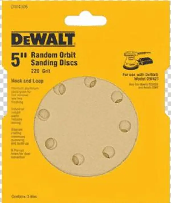 Dewalt Dw4306 Sandpaper - Dewalt Dw4306 5-inch 8 Hole 220 Grit Hook And Loop