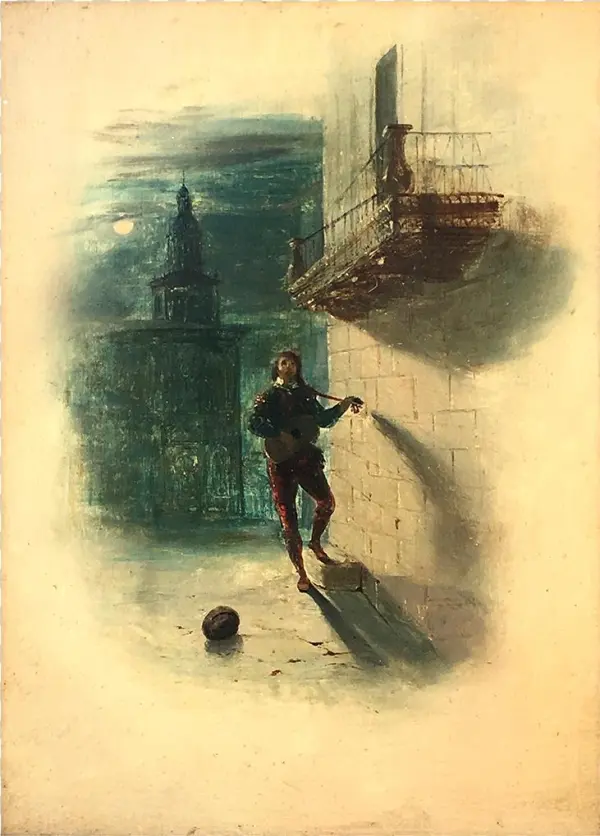 Unknown Artist Romantic "moonlight Serenade" - Painting