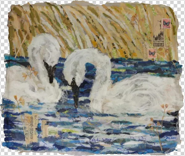Art Work Of Two Swans By Susan A