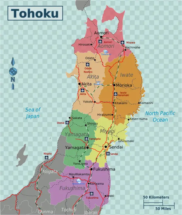Japan Tohoku Map - Tohoku Map