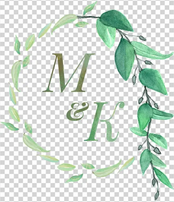Weeding-monogram 2048x - Grün Verlässt Hochzeits-einladung Karte