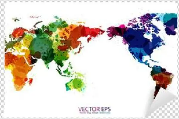 World Map Watercolor, Vector Illustration Wall Mural - Color World Map Purple Cotton Linen Throw Lumbar Waist