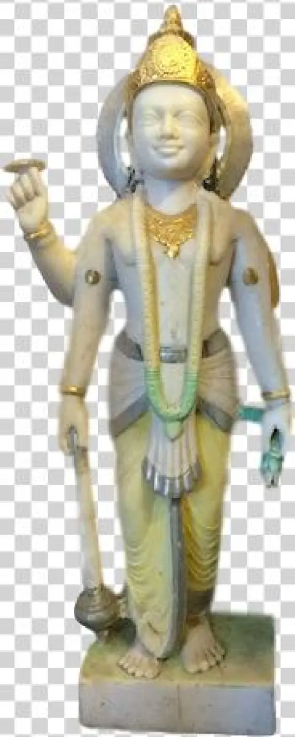 Painted Marble Vishnu - Figurine