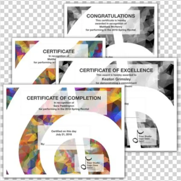 Recital Certificate Templates - Computer File