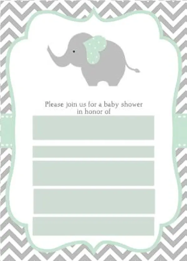 Error Message - Elephant Baby Shower Invites, Aqua, Light Blue, Chevron
