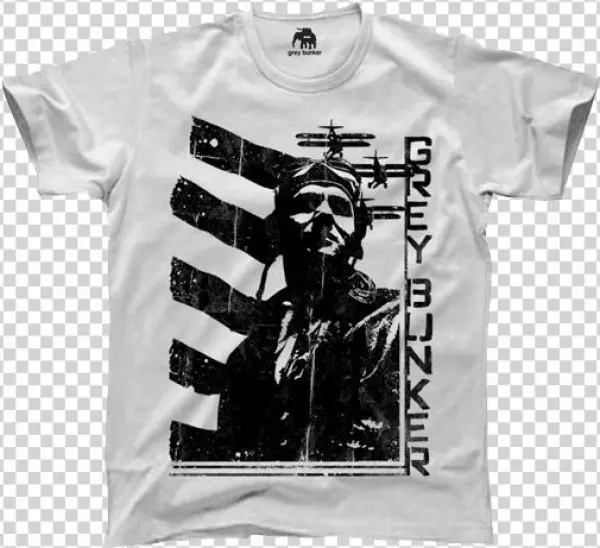 Grey Bunker White Aviator T Shirt - Monochrome