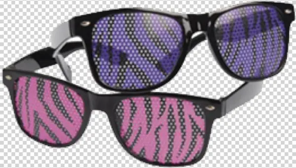 Neon Zebra Print Glasses - Neon Zebra Print Lens Glasses, Sold By Case Pack Of