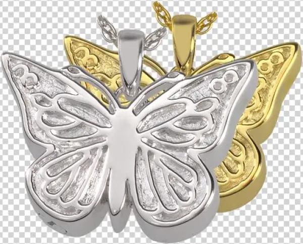 Perfect Filigree Butterfly Cremation Jewelry Shown - Cremation Memorial Jewelry: 14k Solid White Gold Perfect