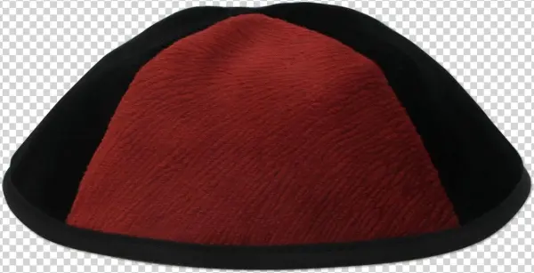 Black Velvet Kippah With Red Vider Triangalur - Beanie
