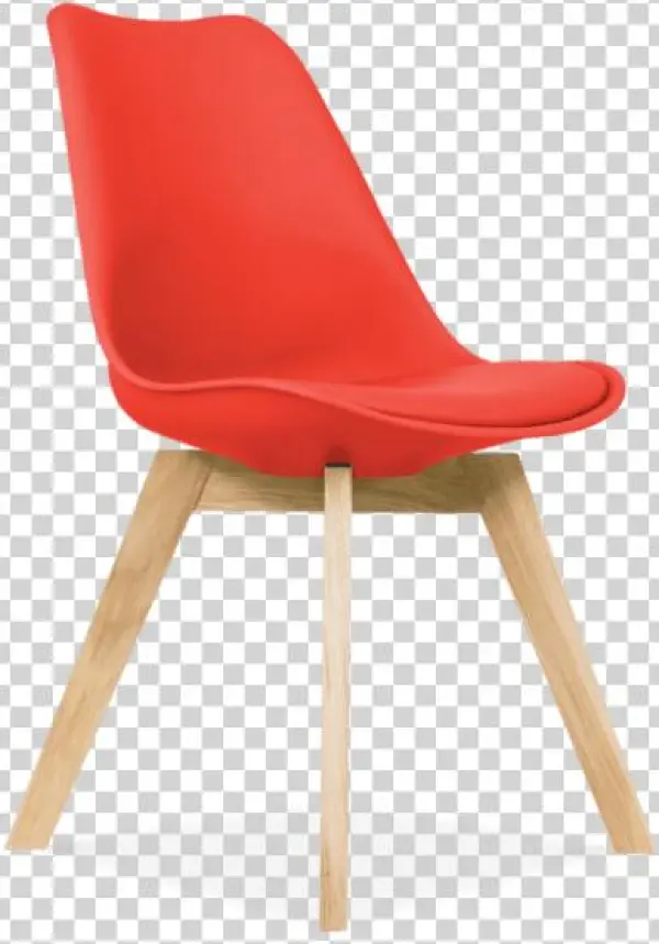 Red Dining Chairs - Dsw Scandinavian Design Chair With Cushion - Plastic