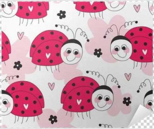 Seamless Cute Ladybug Pattern Vector Illustration Poster - Vector Graphics