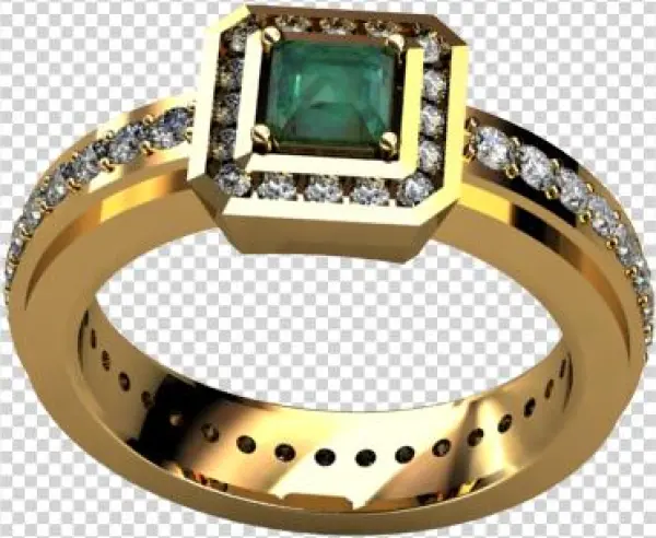 Anillo Diamantes Y Esmeralda - Emerald