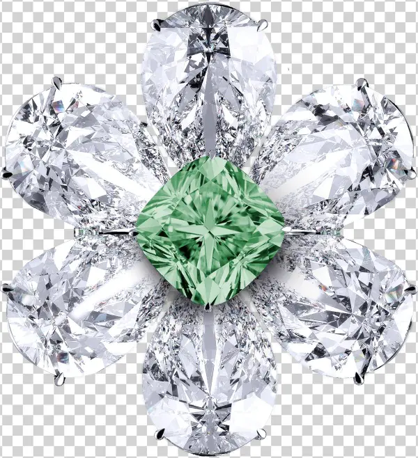 Green Diamond Ring - Nana Cushion Cut 14k Gold Post & Sterling Silver