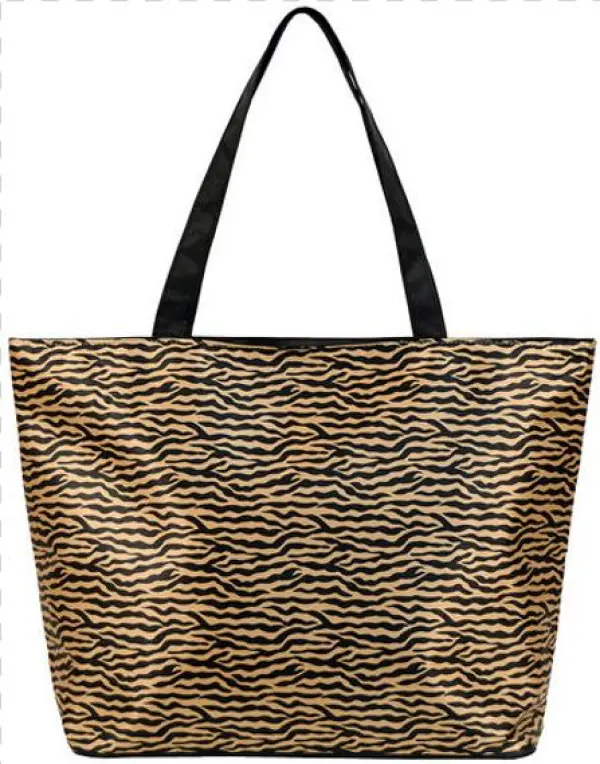 Tiger Stripe Print Tote With Standard Monogram - Lux Accessories Black And White Zebra Print Bow See