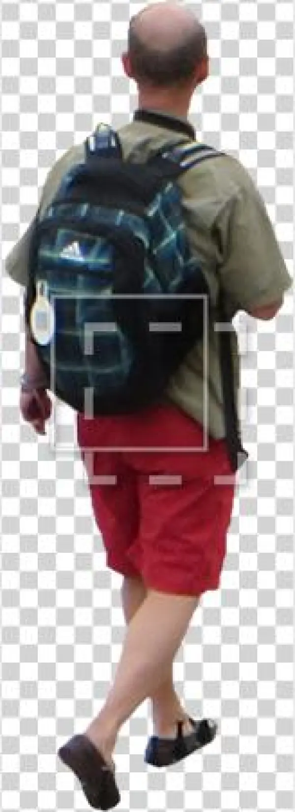 Bald Man In Red Shorts - Human