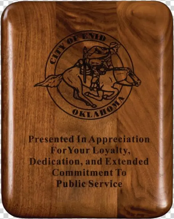 Genuine Walnut Elliptical Edge Round Corner Plaque - Custom Genuine Walnut Elliptical Plaque W/ Round Corners