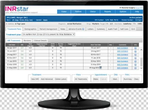 Inrstar Anticoagulation Software Treatment Plan Inr - Therapy