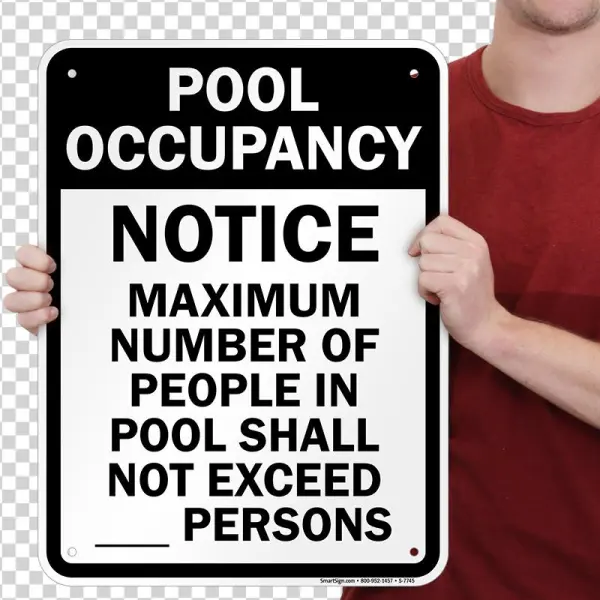 Maximum People Pool Occupancy Sign - Pool Occupancy Notice Maximum Number Of Diamond Grade