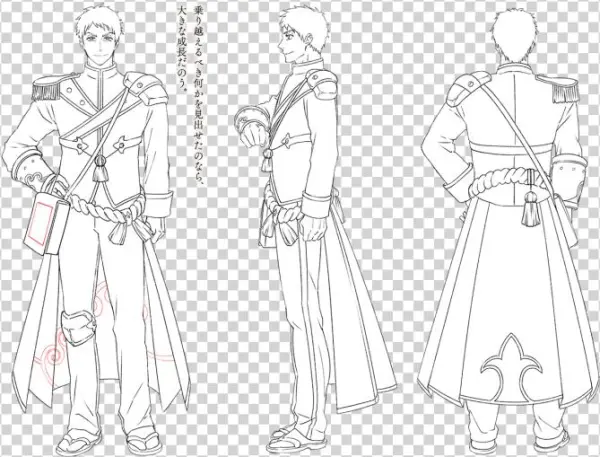 1boy Armor Belt Character Sheet Coat Epaulettes From - Sketch