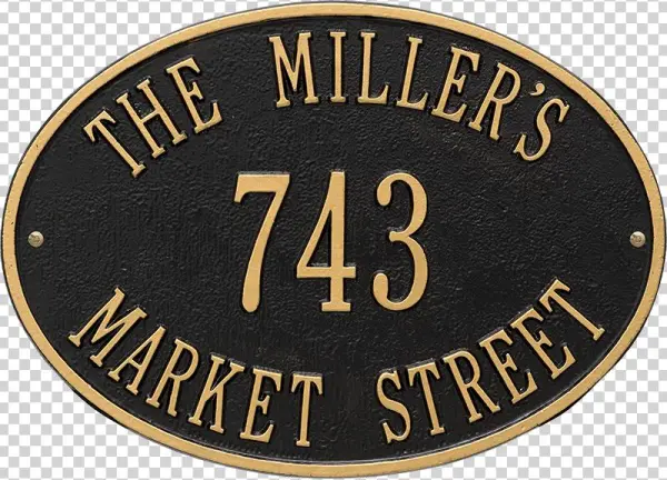 Hawthorne Oval Standard Wall Address Plaque, Three - Custom House Plaque-hawthorne Oval - Standard Lawn