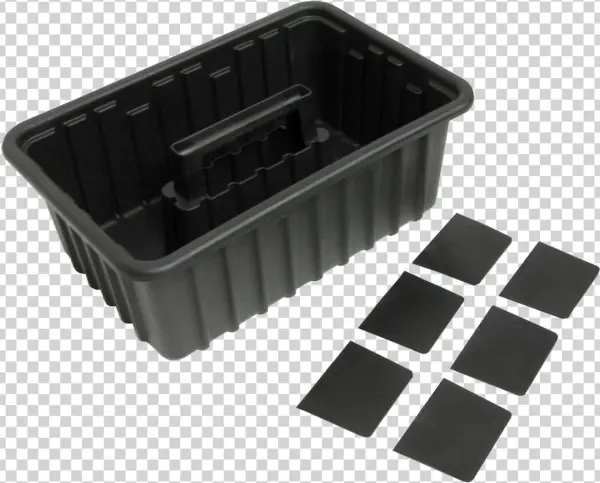 Home - Black Plastic Tote W 6 Dividers