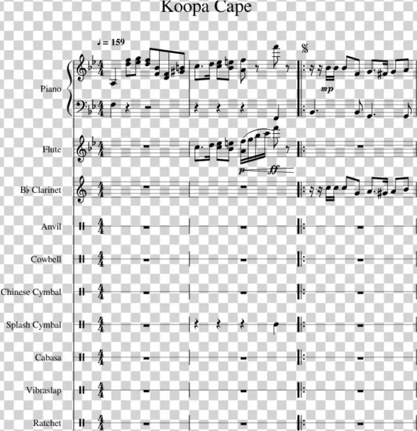 Koopa Cape Sheet Music For Piano, Flute, Clarinet,