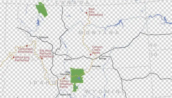 A Map Of Idaho, Montana, And Parts Of Wyoming, North