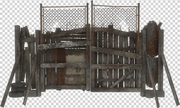 Fo4 Junk Fence Gate - Hardwood