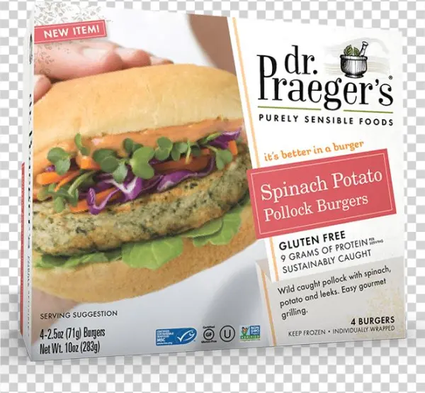 Praeger's Spinach Potato Pollock Burgers - Dr. Praeger's Sensible Foods Broccoli Pancakes - 6