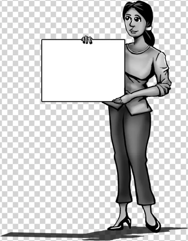 Woman With Sign Png - Cartoon